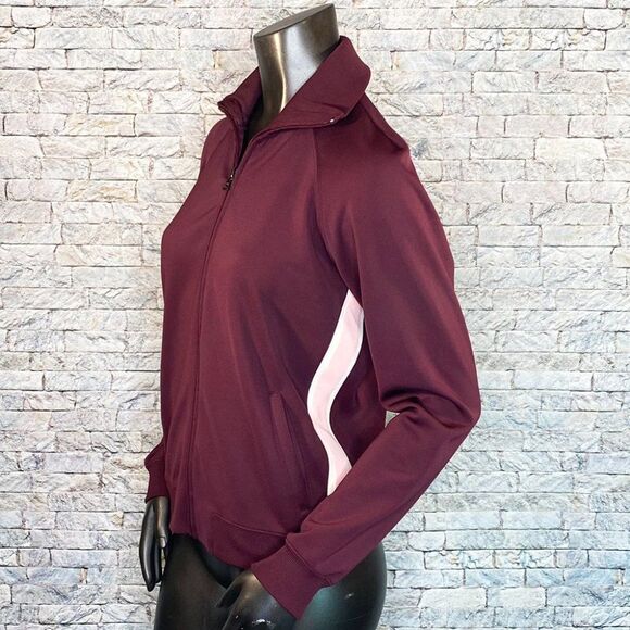 New York & Co Track Jacket Size Small Performance Wear Workout Burgundy - Picture 4 of 7